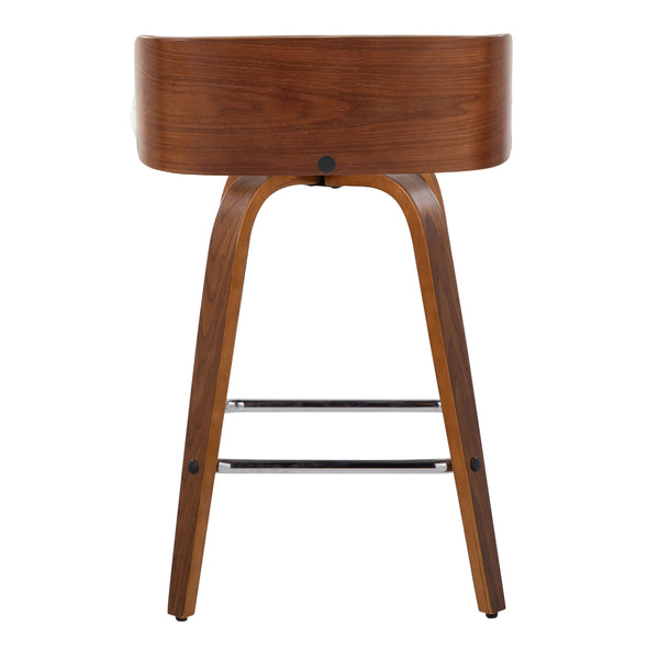 English Elm Maya 26" Mid-Century Counter Stool Set of 2 – Walnut Wood Swivel Seats, Charcoal Fabric, Chrome Footrest B202S00360