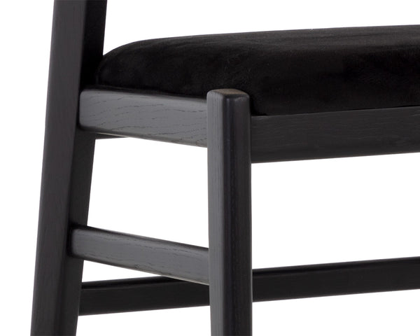 Sunpan Annex Counter Stool - Stylish Black Seat With Natural Rattan Back For Modern Dining Spaces Black Fabric 111843