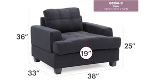 English Elm Elegant Newbury Club Chair with Pocketed Coil Support and Dacron Foam Comfort, KD Design for Small Spaces Black 38 L x 34 W x 21 H B078108290