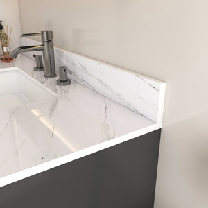 English Elm 43 Inch Marble Vanity Top - Elegant Bianco Carrara Venato With Undermount Sink & 3 Faucet Holes W2700P194077