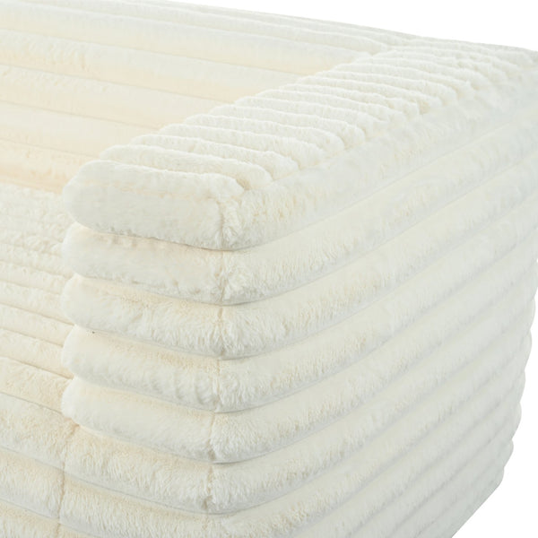 English Elm 89" Modern Corduroy Couch Plush 3-Seat Sofa with Squared Arms, Super Soft Luxury Seating for Living Spaces Beige W680P214251