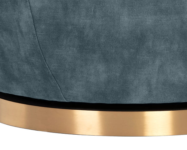 Sunpan Casey Swivel Lounge Chair - Elegant Modern Barrelback Design with Gold Stainless Steel Base Nono Petrol