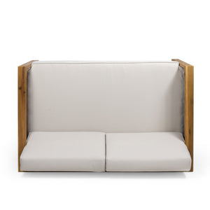 English Elm Outdoor Acacia Teak Patio Loveseat Set with Wicker Detail and Resort Style 70141.00BGE