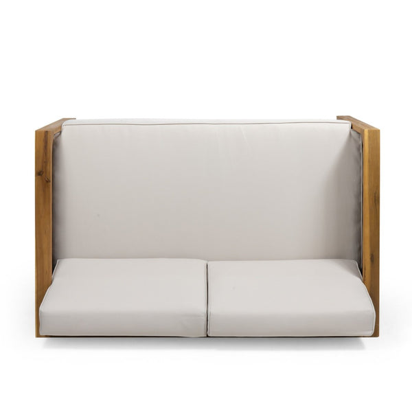 English Elm Outdoor Acacia Teak Patio Loveseat Set with Wicker Detail and Resort Style 70141.00BGE