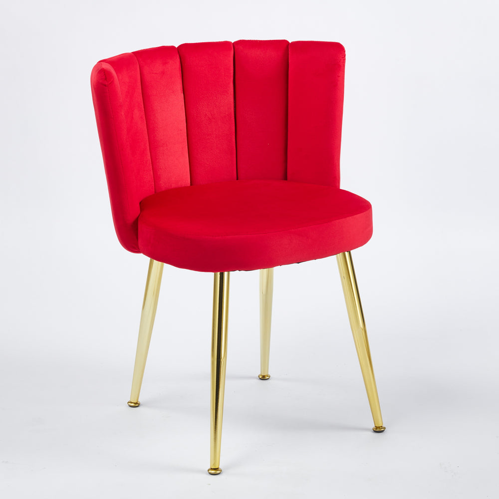 English Elm Modern Red Velvet Dining Chair Set of 2 with Gold Metal Legs, Ergonomic Backrest, Breathable Short Fur Comfort W234P256816