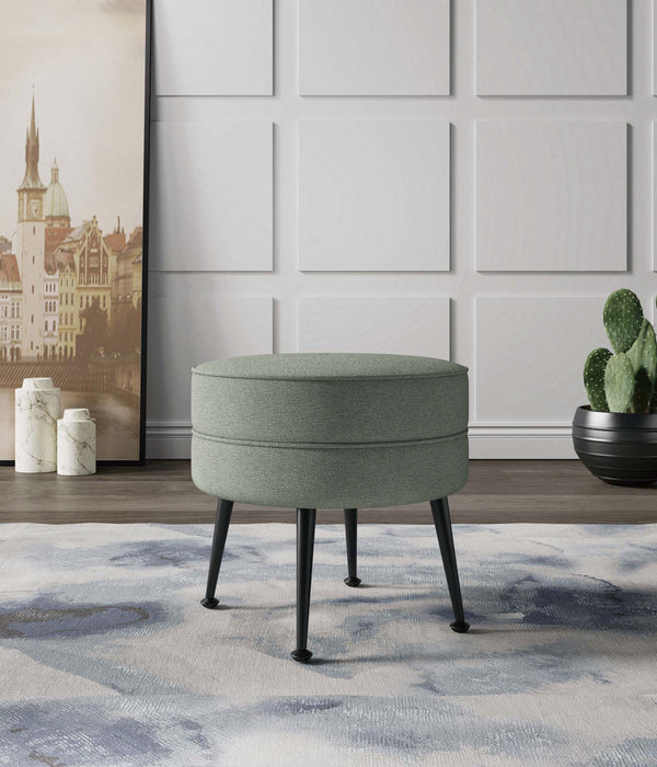 English Elm Bailey Upholstered Accent Ottoman In Sage Green - Stylish Footrest With Gold Legs For Modern Comfort B365P397870