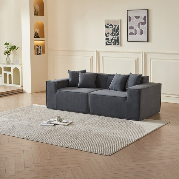 English Elm Versatile Modular Loveseat Sofa with Deep-Seated Foam Comfort, Corduroy Upholstery, Compact Sectional for Apartments Gray W1765S00112