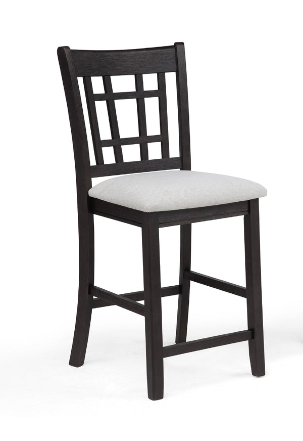 English Elm 2pc Hartwell Counter Height Upholstered Pub Chairs with Lattice Back Rustic Farmhouse Comfort Set Charcoal Black 42.75 L x 20.25 W x 11 H B011P373710