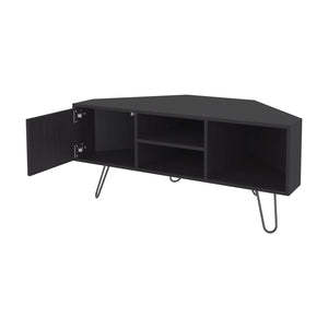 English Elm Fredonia 65" TV Stand Wengue - Contemporary Hairpin Legs, Open Shelves, Scratch-Resistant Finish B128P314796