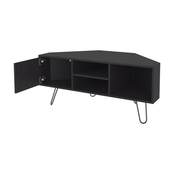 English Elm Fredonia 65" TV Stand Wengue - Contemporary Hairpin Legs, Open Shelves, Scratch-Resistant Finish B128P314796