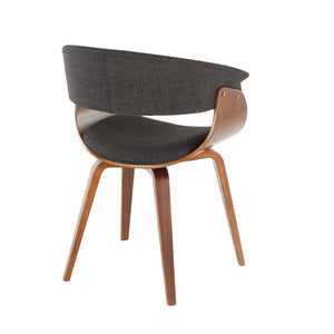 English Elm Vintage Vintage Mod Mid-Century Modern Dining Accent Chair in Walnut Wood with Plush Fabric Seat, Set of 2 Charcoal B202S01306