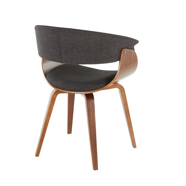 English Elm Vintage Vintage Mod Mid-Century Modern Dining Accent Chair in Walnut Wood with Plush Fabric Seat, Set of 2 Charcoal B202S01306