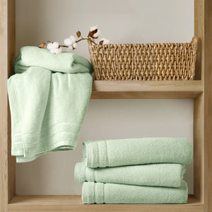 JLA Home Comfort Spaces - Quick Quick Dry 100% Cotton Towel Set — 400 GSM Plush, Fast-Drying, Oeko-Tex Certified, Durable Value Pack Seafoam AM73-0289