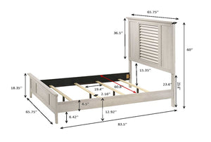 English Elm 1Pc Queen Size Bed With Louvered Headboard - Light Wood Finish For Modern Minimalist Bedrooms B2741S00294