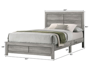 English Elm 1pc Queen Size Panel Bed Headboard with LED Lighting, Sleek Sloping Design and Built-In Shelves for Storage and Ambiance Gray 65.75 L x 28.35 W x 5.31 H B2741P333941