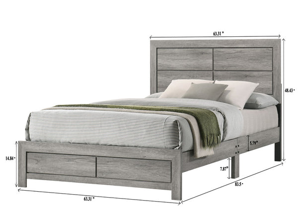 English Elm 1pc Queen Size Panel Bed Headboard with LED Lighting, Sleek Sloping Design and Built-In Shelves for Storage and Ambiance Gray 65.75 L x 28.35 W x 5.31 H B2741P333941