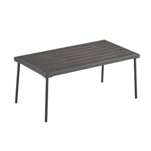 English Elm Christopher Knight Home® - 4-Pieces Outdoor Metal Patio Furniture Set with Deep-Seat Cushions, Teslin Rope, Wood-Look Tabletop, Rust-Resistant Frame Grey N780P2540701G