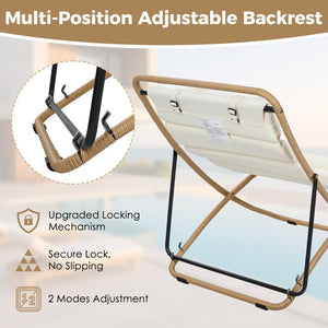 English Elm Trexm Rattan Wrapped Folding Outdoor Lounge Chair Set with Cushion and Adjustable Recline Yellow N715P428435V