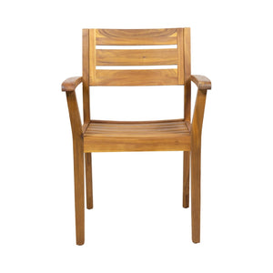 English Elm 7 Piece Solid Acacia Wood Outdoor Dining Set Teak Finish Patio Table Six Chairs N762S000034AAA