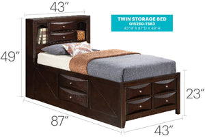 English Elm Marilla Modern Full Storage Bed with Dovetailed Drawers, Real Wood Veneer, Molded Beveled Fronts Cappuccino 23 L x 42 W x 4 H B078S00196