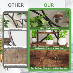 English Elm Plant Stand Indoor With Integrated Grow Lights, 62" Tall 8-Tier Mobile Plant Shelf For Any Room T3210P356960-GIGA