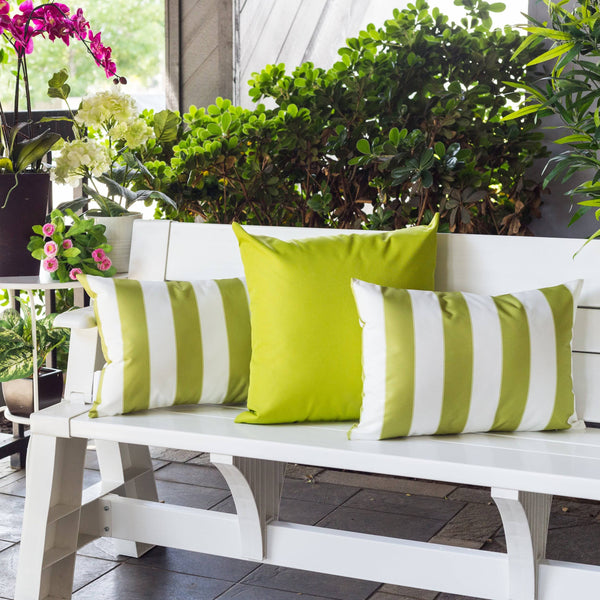English Elm Horizon Stripe Pillow 14" X 20" - Vibrant Lime Green For Indoor & Outdoor Comfort And Style B357P367230