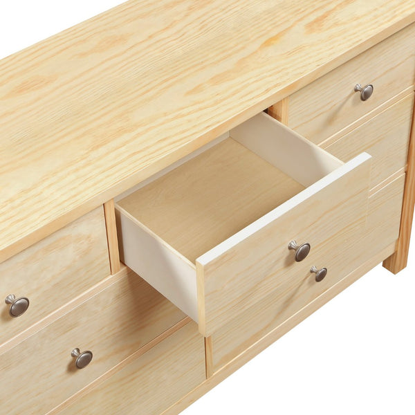 English Elm Transitional 7-drawer Pine Wood Dresser with Chrome Knobs for Master Bedroom B011P473070