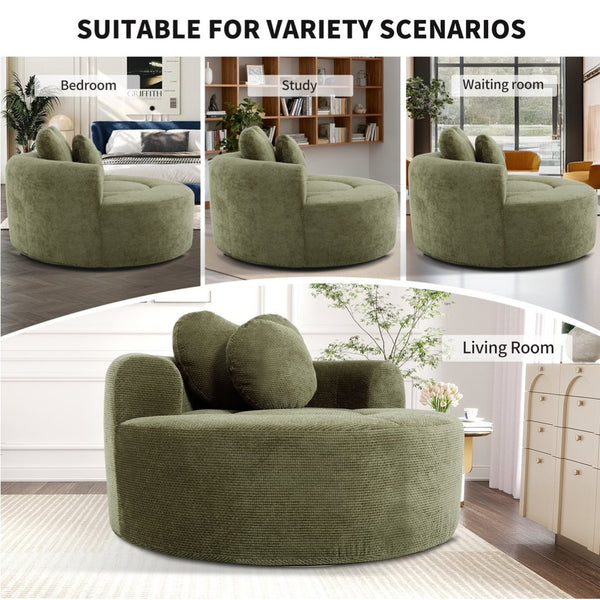 English Elm Round Cloud Sofa Bed Waffle Fabric Memory Foam Convertible Couch for Small Space Living Green W3224P492032