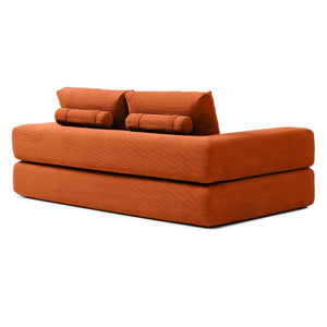 English Elm 81'' Corduroy Floor Sofa Convertible Loveseat Futon Sleeper with Foam Fill and Pillows Orange W1117P459732
