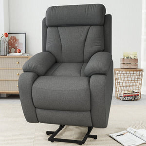 English Elm Power Lift Recliner For Seniors – Compact Electric Chair In Dark Gray Snowflake Velvet, Remote Control W1028S00052-GIGA