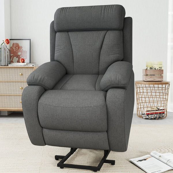 English Elm Power Lift Recliner For Seniors – Compact Electric Chair In Dark Gray Snowflake Velvet, Remote Control W1028S00052-GIGA