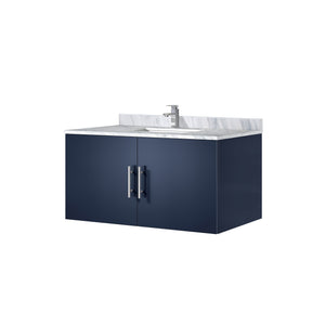 English Elm Navy Blue Bath Vanity With Carrara Marble Top, Chrome Faucet, Soft-Close Storage & Modern Style B2731P258615
