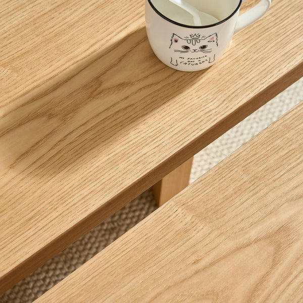English Elm Modern Butterfly Coffee Table MDF 31.5" — Elegant Split Design, Spacious Top, Versatile Living Room Accent Natural W876P353937