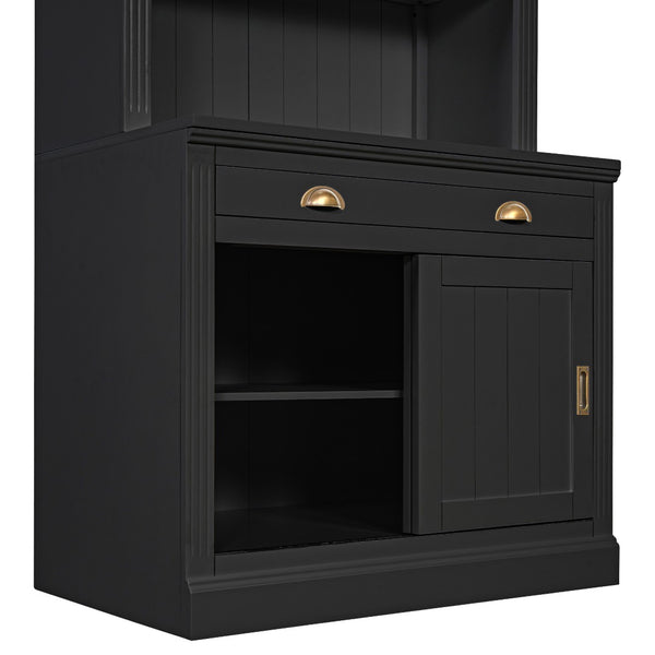 English Elm Sku2 Sliding Door Bookcase Solid Wood Frame with Metal Hardware for Home Office N751P280596B