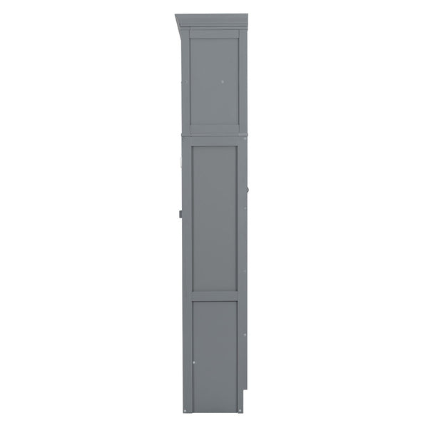 English Elm Queen Murphy Wall Bed Cabinet with Integrated Shelves Usb Charging Space Saving Design Gray LP006668AAE-1