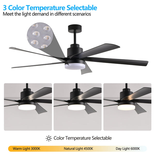 English Elm 65 Black 5-Blade Ceiling Fan with Dimmable LED Light, Remote Control, Quiet DC Motor, Modern Elegance for Living Room Bedroom W1340P243907