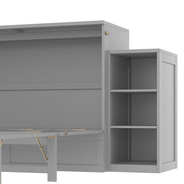 English Elm Queen Murphy Bed With Stylish Storage Drawers & Shelves - Perfect For Compact Spaces & Guest Rooms! W1580S00256-GIGA