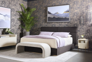 Sunpan Beckham Bed - Modern Tufted Design with Antique Brass Finish and No Box Spring Needed for Comfort Queen