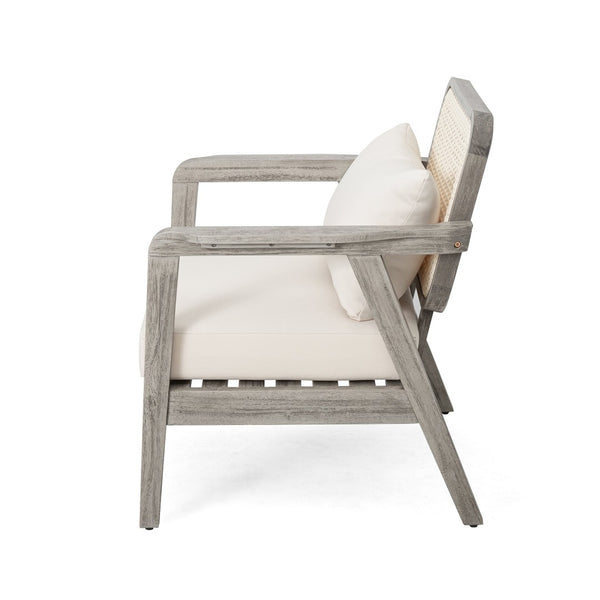 English Elm Outdoor Acacia Wood Club Chair Deep Seating Woven Back Patio Lounge Resort Style N780P171149G