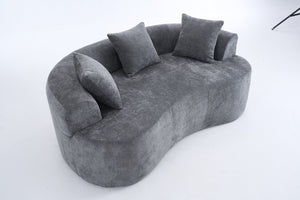 English Elm Crescent-shaped Curved Chenille Loveseat Low Profile Deep Seat Modern Living Room Sofa Grey W5188P450341