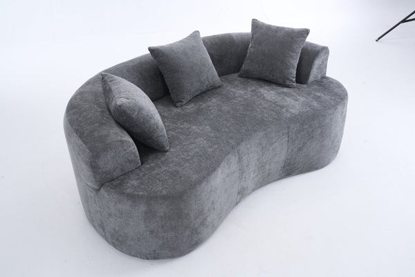 English Elm Crescent-shaped Curved Chenille Loveseat Low Profile Deep Seat Modern Living Room Sofa Grey W5188P450341