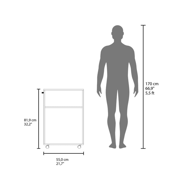 English Elm Wiley Compact Rolling Storage Cart with Casters, Slim White Open Shelves for Kitchen Bath Office B070P368067