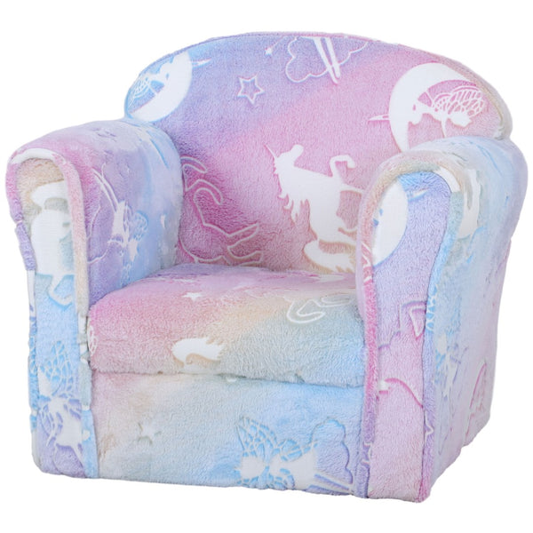 English Elm Qaba Kids Sofa Chair - Cozy Glow-In-The-Dark Fairy Toddler Sofa For Playrooms & Bedrooms, Multicolor W2225P229322-GIGA