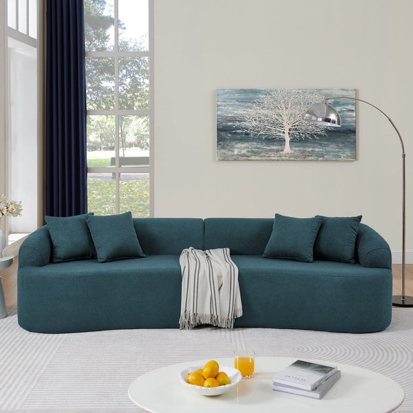 English Elm Curved Modular Sectional Sofa with High-Density Foam Compression, No-Assembly Modern Minimalist Comfort Blue W487S00355