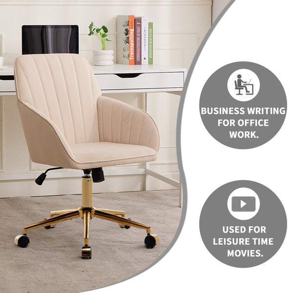 English Elm Ty Adjustable Office Chair - Ergonomic Velvet Swivel Seat For Home Office & Bedroom Comfort, Stylish Design W2311P199099-GIGA