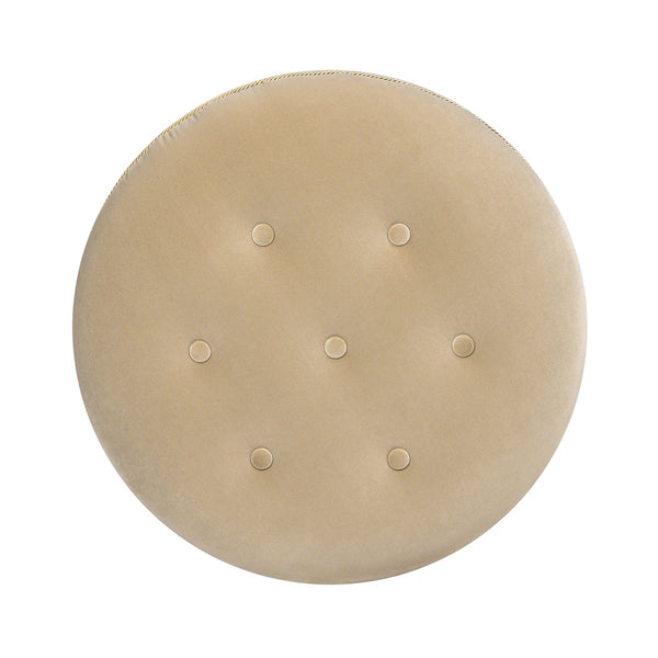 English Elm Jennifer Taylor Home - Yolanda 24" Round Accent Ottoman In Fawn Brown Velvet - Elegant, Versatile Seating & Stylish Decor B2719P238169