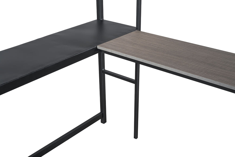 English Elm Contemporary Full Loft Bed With Twin Ladders, Durable Metal Frame, Stylish Black Finish For Space-Saving B2741S00304