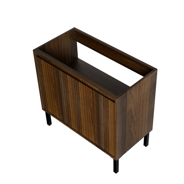 English Elm 36 Inch Floating Bathroom Vanity Fluted Wood Grain Panel with Ceramic Integrated Sink W3520S00043