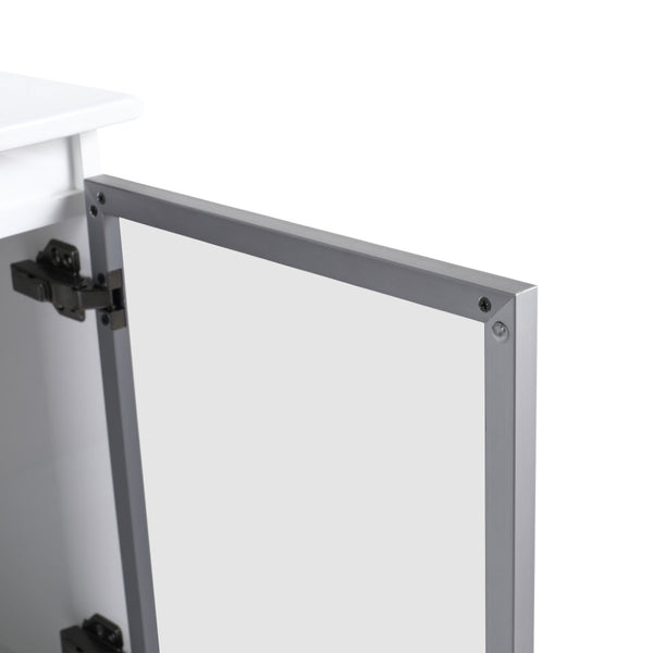 English Elm 36" Floating Bathroom Vanity Glossy White Frosted Glass Soft Close Plywood Cabinet W999P387170