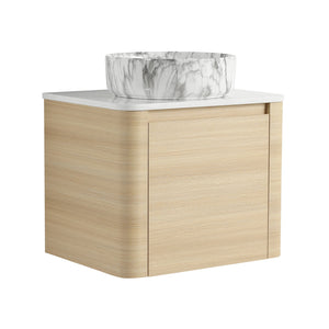 English Elm 24'' Wall-Mounted Bathroom Vanity With Ceramic Vessel Sink & Soft-Close Door For Small Spaces W999S00460